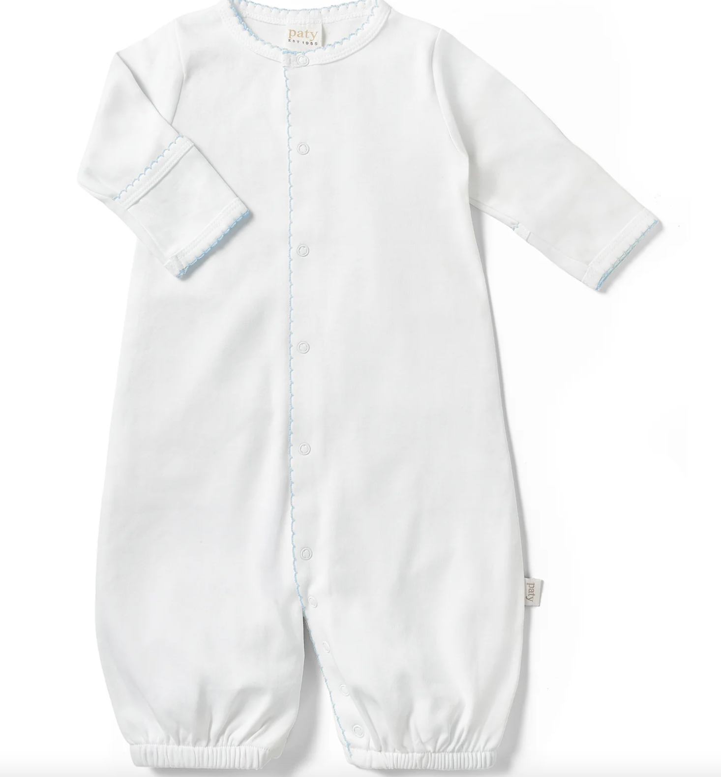 Paty Organic Cotton Interlock Converter Gown - Blue Trim