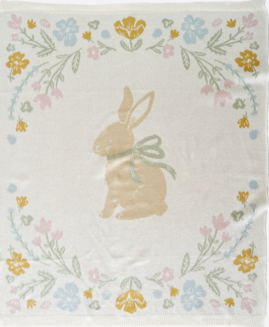 Pastel Floral Bunny Blanket | Organic Cotton