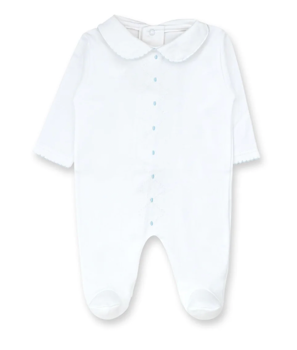 Diamond Pima Footie - White and Blue