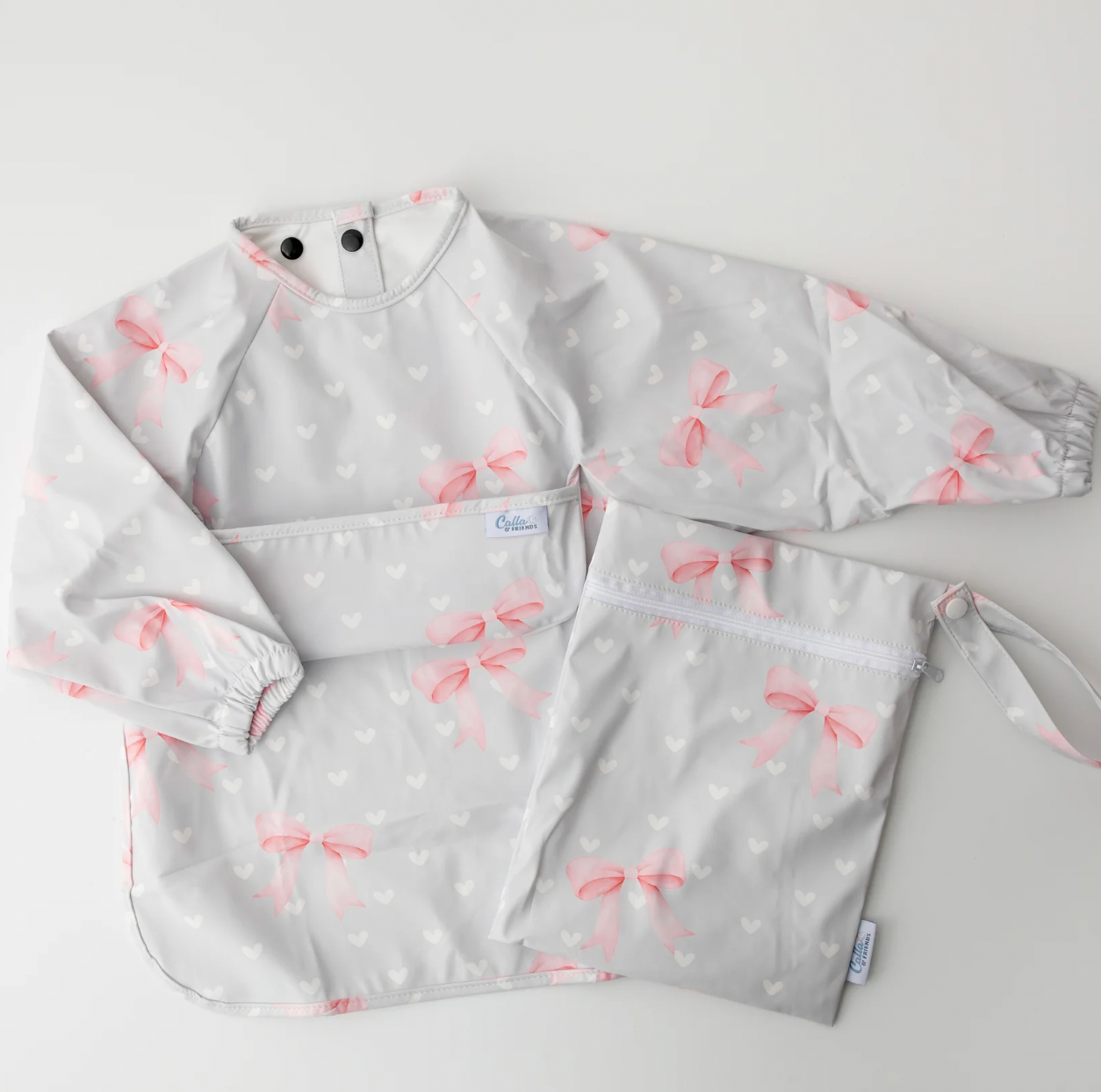 The Grayson Long Sleeve Bib - Sweetheart Bows