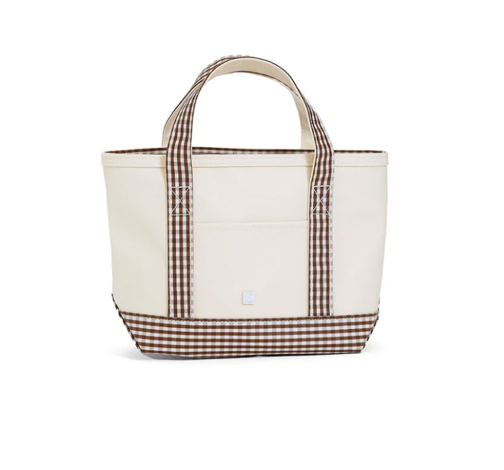 Mini Tote - Coated Canvas - Natural w/ Gingham Coco
