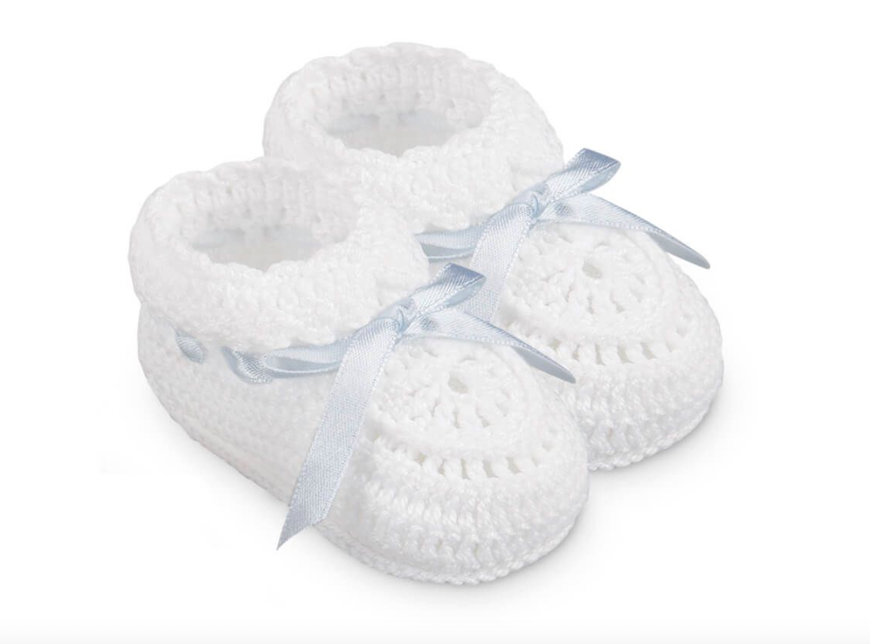 Jefferies Socks Hand Crochet Ribbon Bootie 1 Pair Newborn