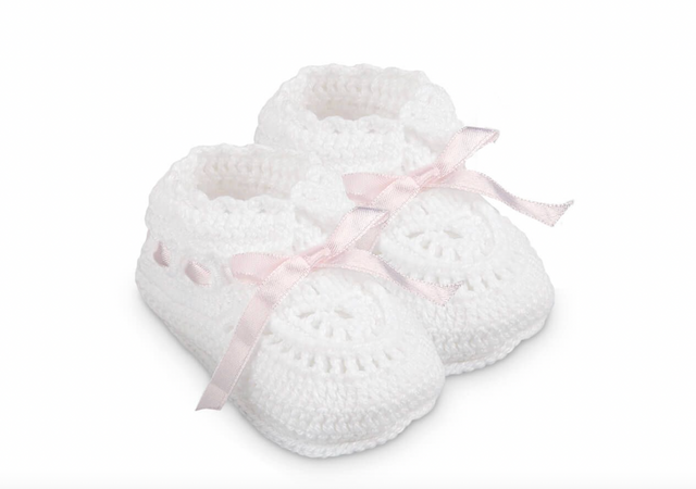 Jefferies Socks Hand Crochet Ribbon Bootie 1 Pair Newborn