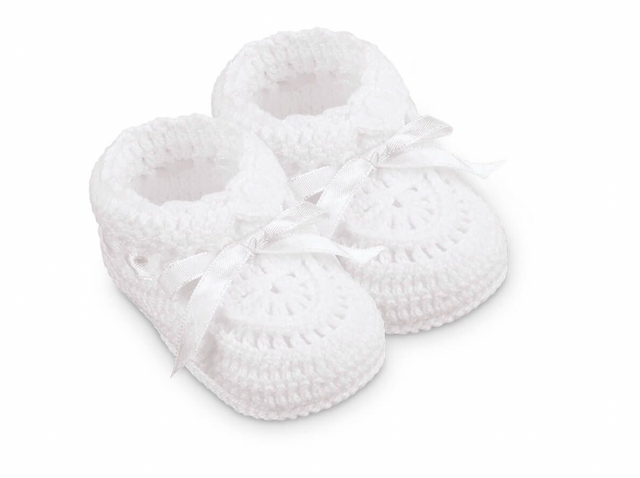 Jefferies Socks Hand Crochet Ribbon Bootie 1 Pair Newborn