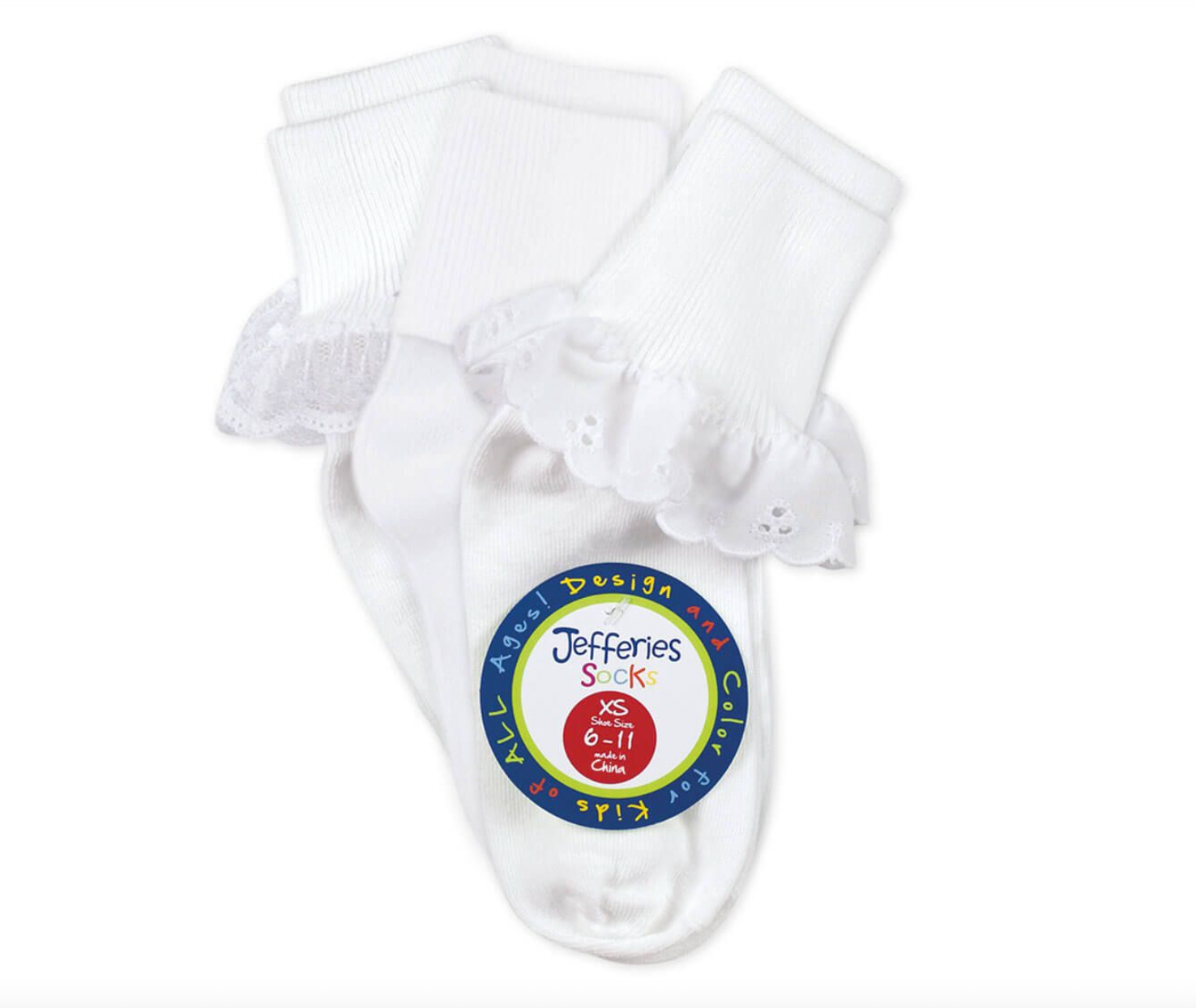 Jefferies Socks Eyelet Lace Turn Cuff Socks 1 Pair