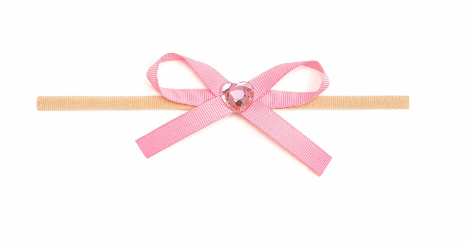 Dainty Heart Bow Baby Headband
