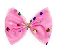 Raspberry Confetti Tulle Bow Clip