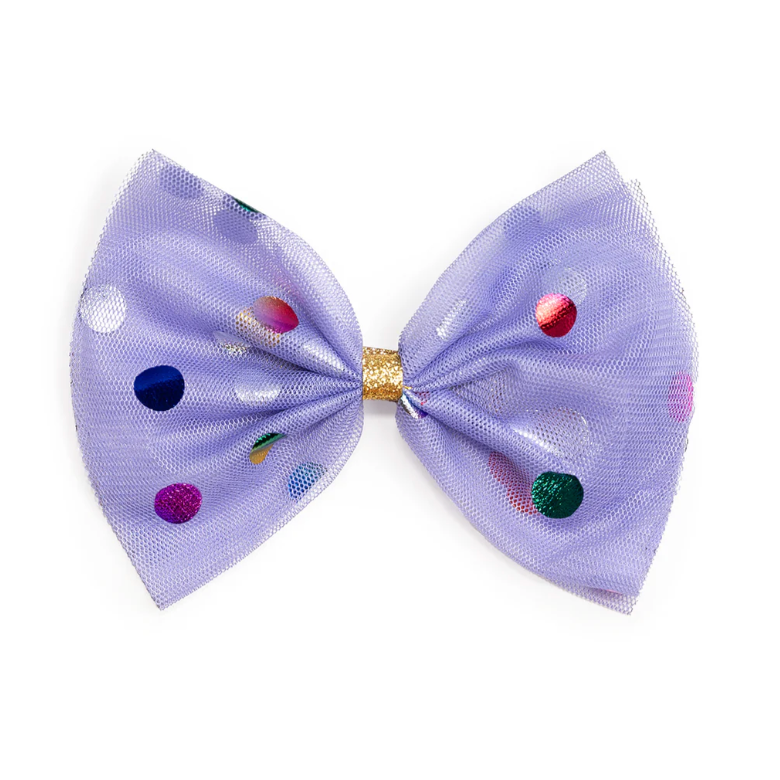 Lavender Confetti Tulle Bow Clip