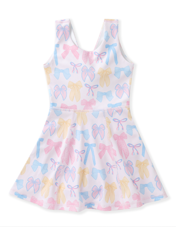 Pink Tennis Dress with Colorful Spring Bows