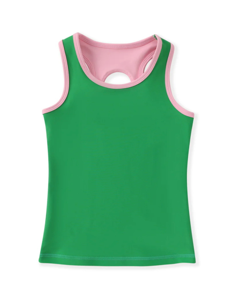 Swoon Active Green and Pink Girls Tennis Tank