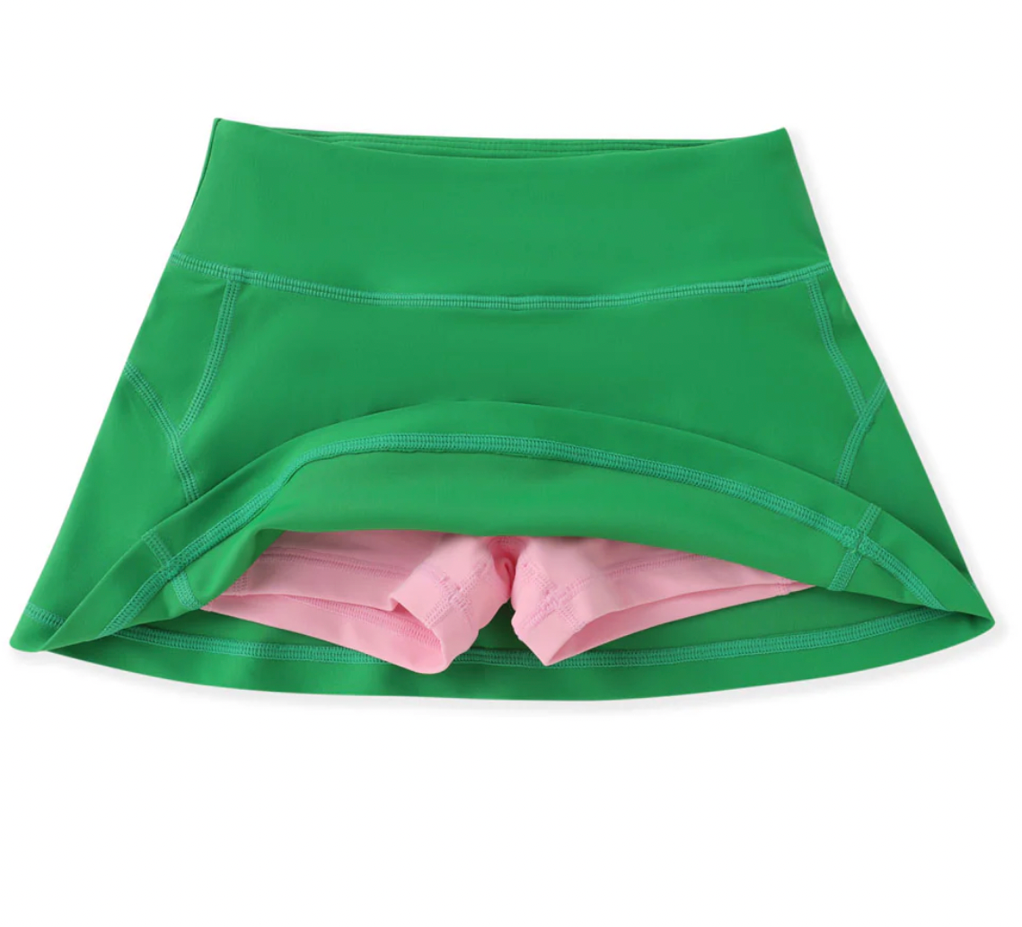 Swoon Active Green and Pink Girls Tennis Skirt