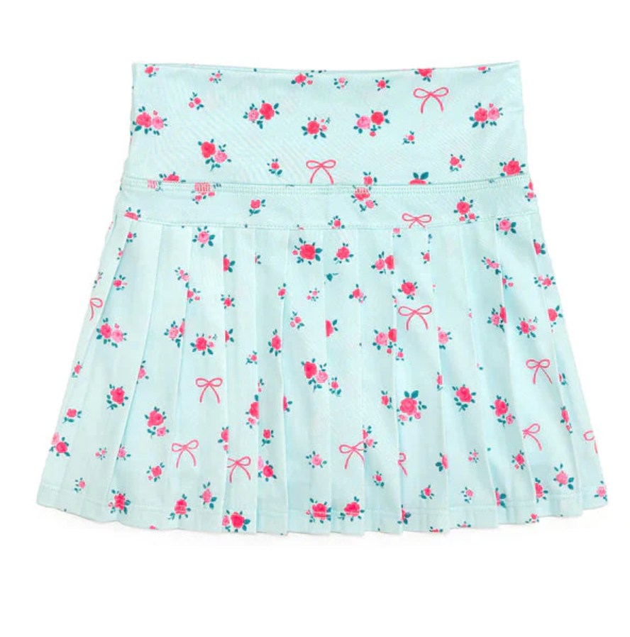 Sky Blue Floral Athletic Skort
