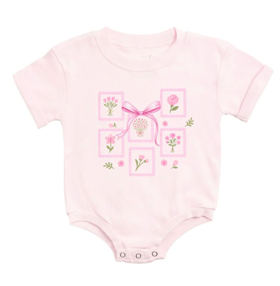 Bouquet Bow Short Sleeve Romper