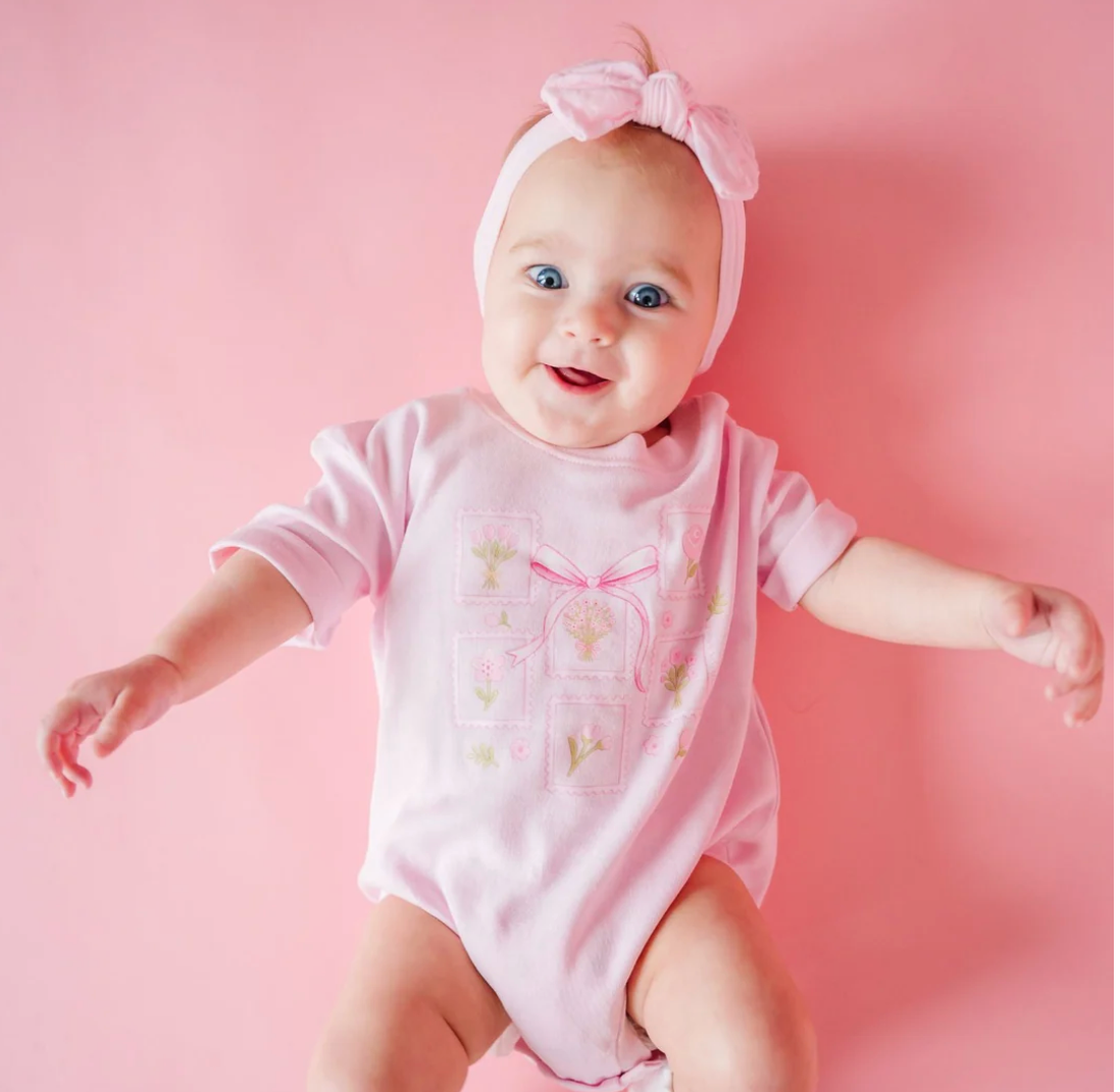 Bouquet Bow Short Sleeve Romper