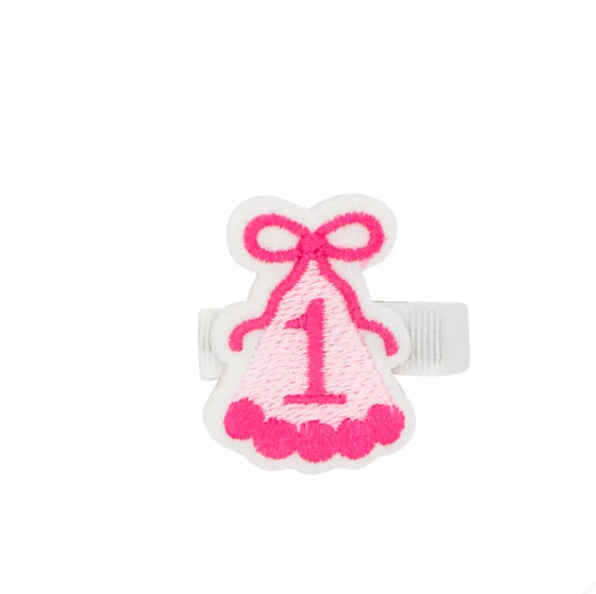 First Birthday Hat Embroidery Felt Hair Clip