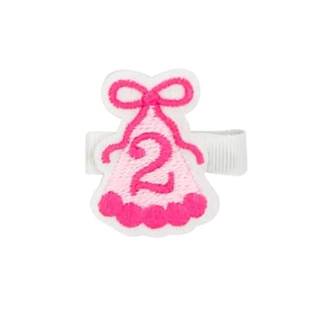 Second Birthday Hat Embroidery Felt Hair Clip