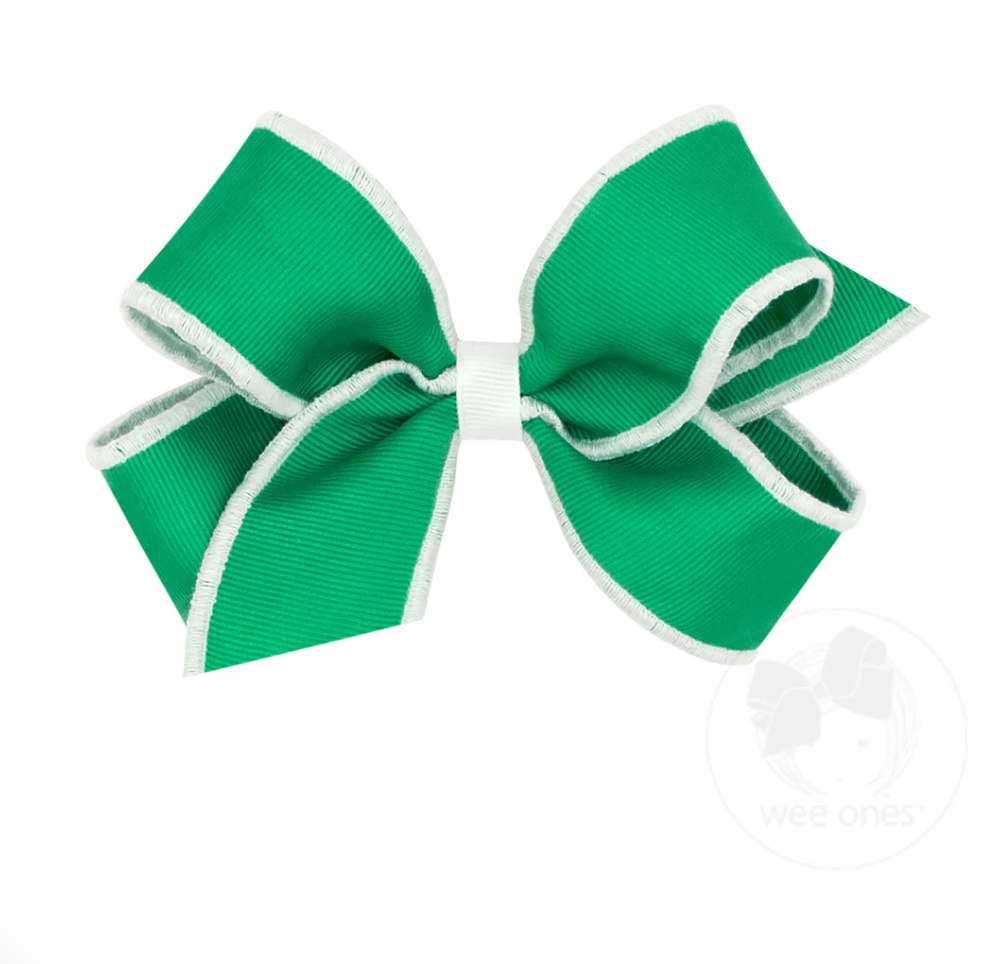 King Sporty Grosgrain Hair Bow with Serged Edge, Fern Green