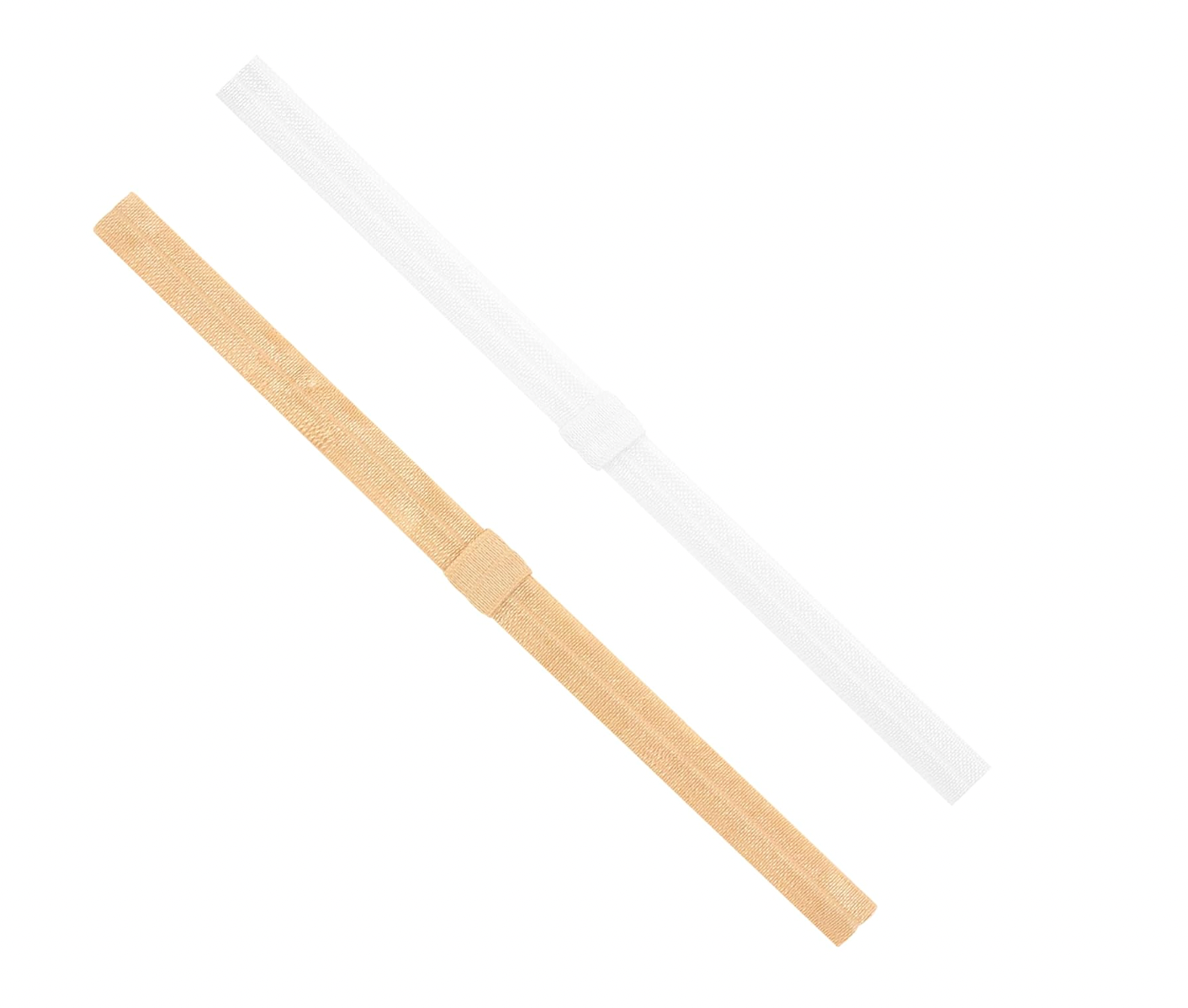 Two Pack Narrow Stretch Add-A-Bow Baby Girl Headbands, Nude and White