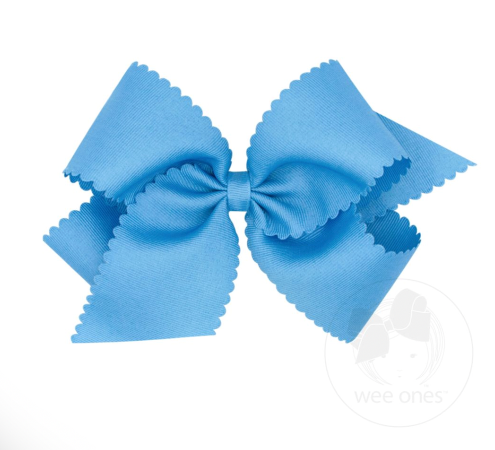 King Grosgrain Hair Bow Scalloped Edge, Copen