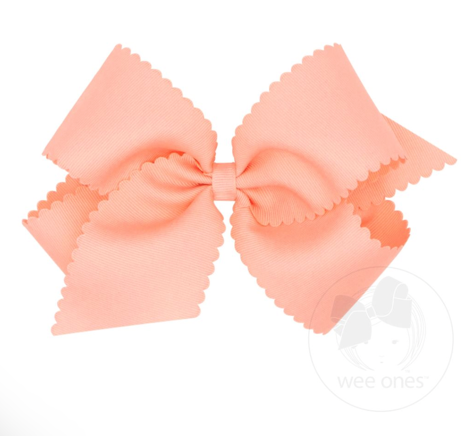 King Grosgrain Hair Bow Scalloped Edge, Light Coral