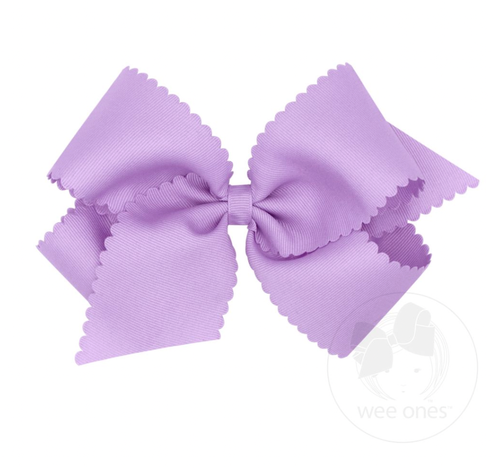 King Grosgrain Hair Bow Scalloped Edge, Light Orchid