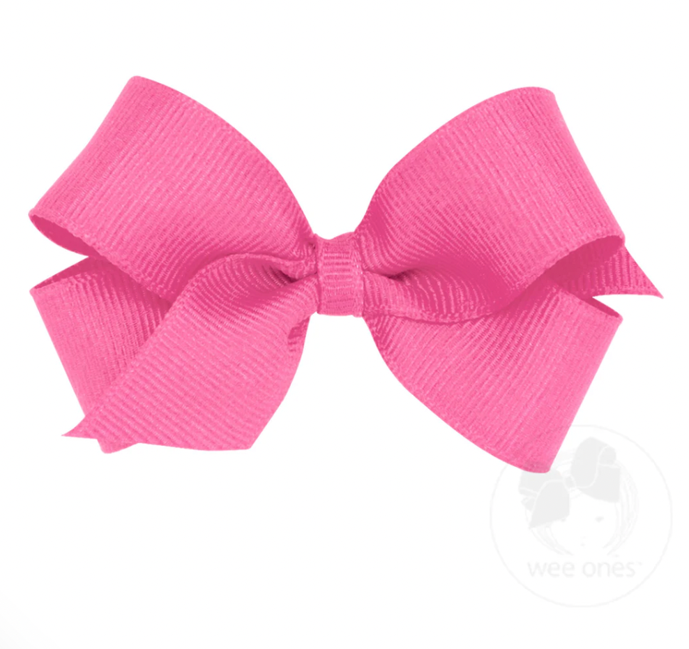 Mini Classic Grosgrain Hair Bow, Hot Pink