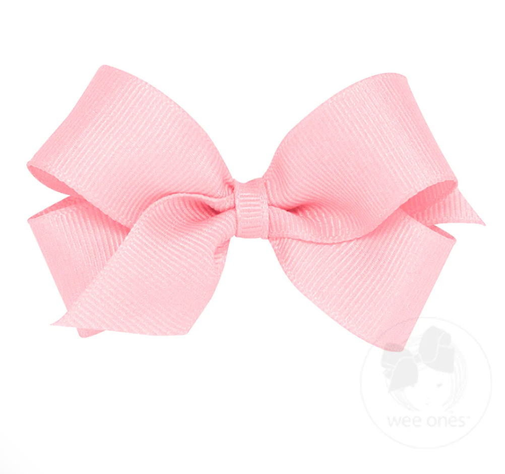 Mini Classic Grosgrain Hair Bow, Light Pink