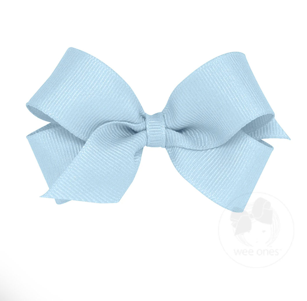 Mini Classic Grosgrain Hair Bow, Millennium Blue