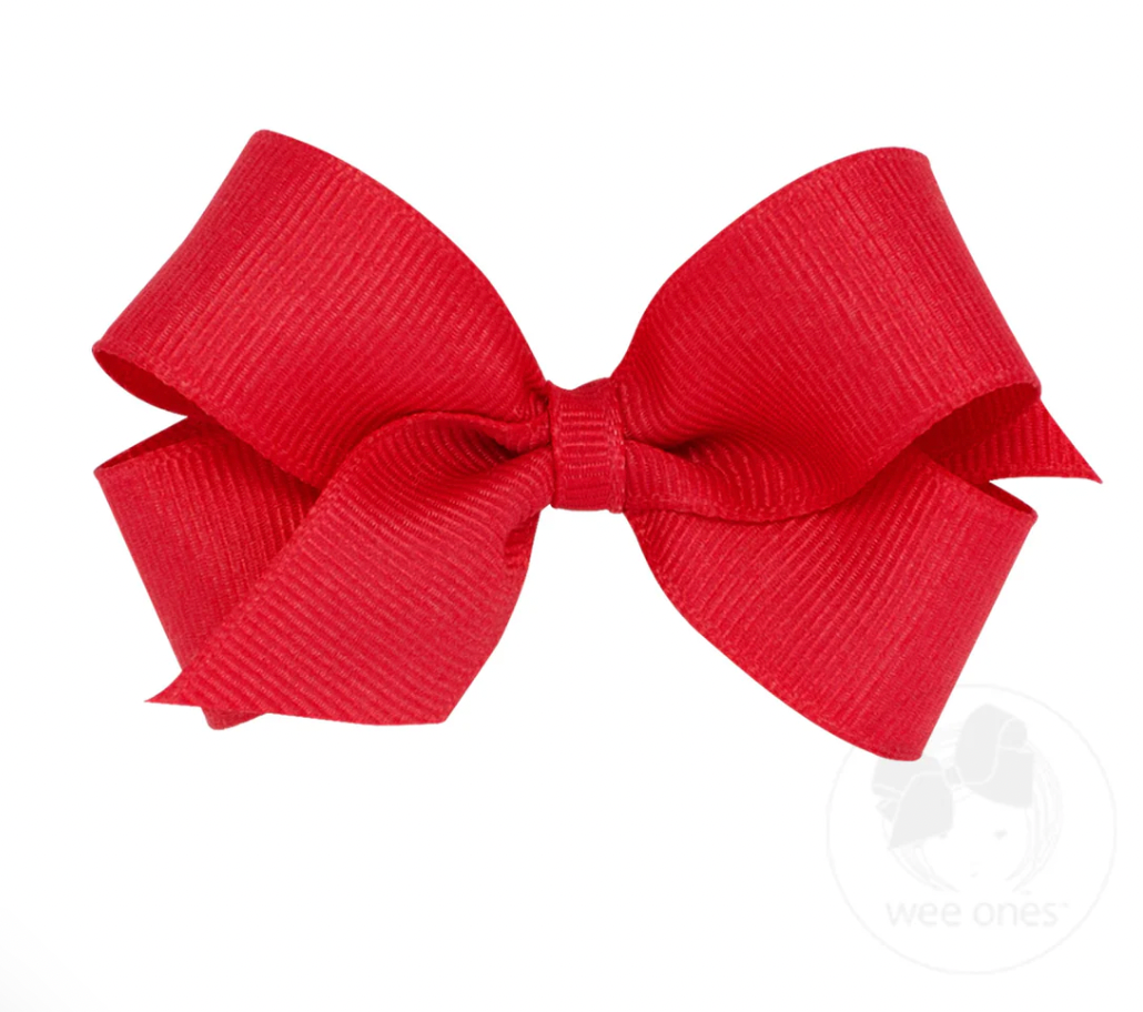 Mini Classic Grosgrain Hair Bow, Red