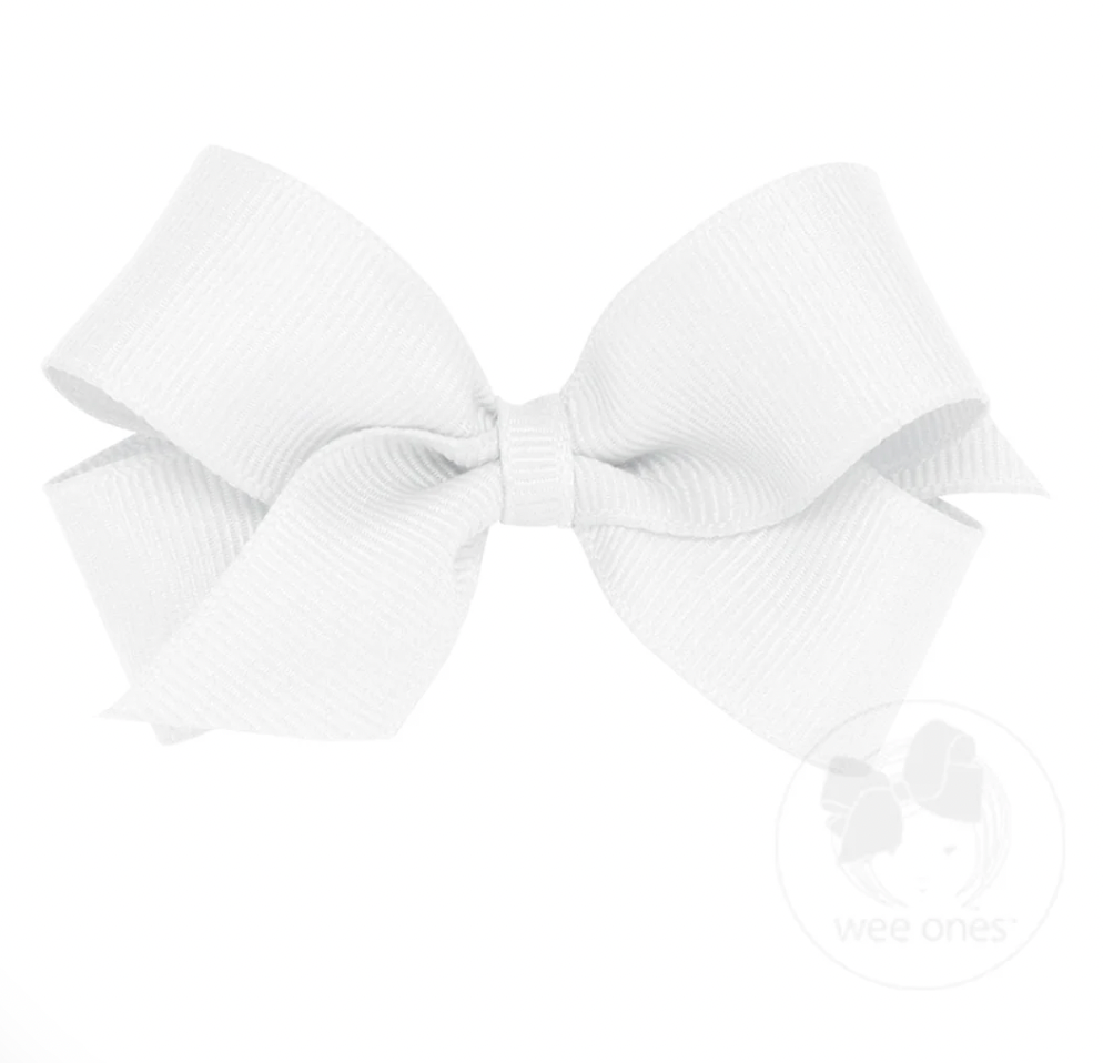 Mini Classic Grosgrain Hair Bow, White