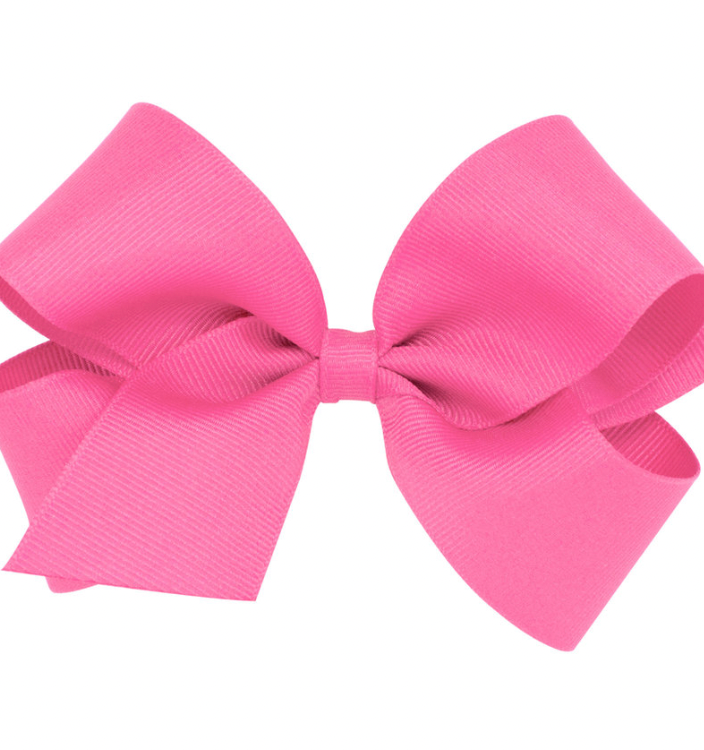Medium Classic Grosgrain Hair Bow, Hot Pink