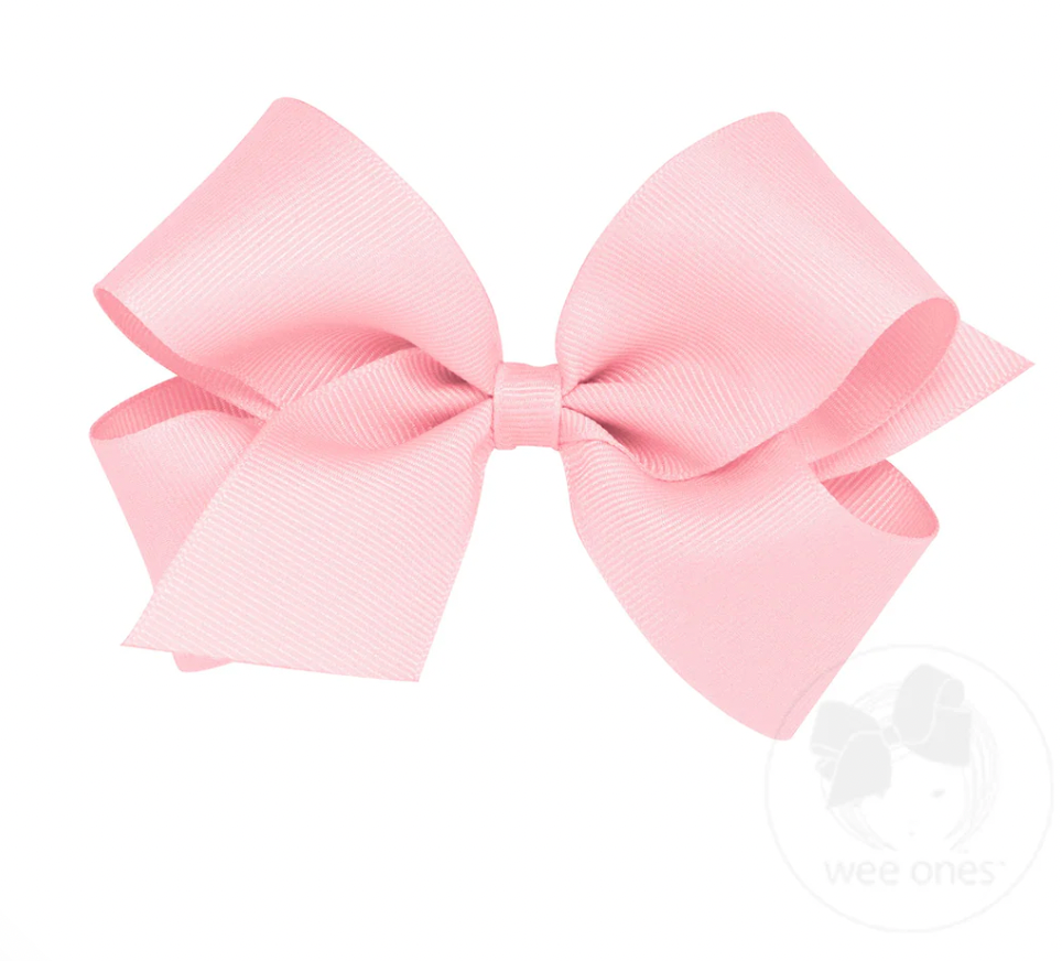 Medium Classic Grosgrain Hair Bow, Light Pink