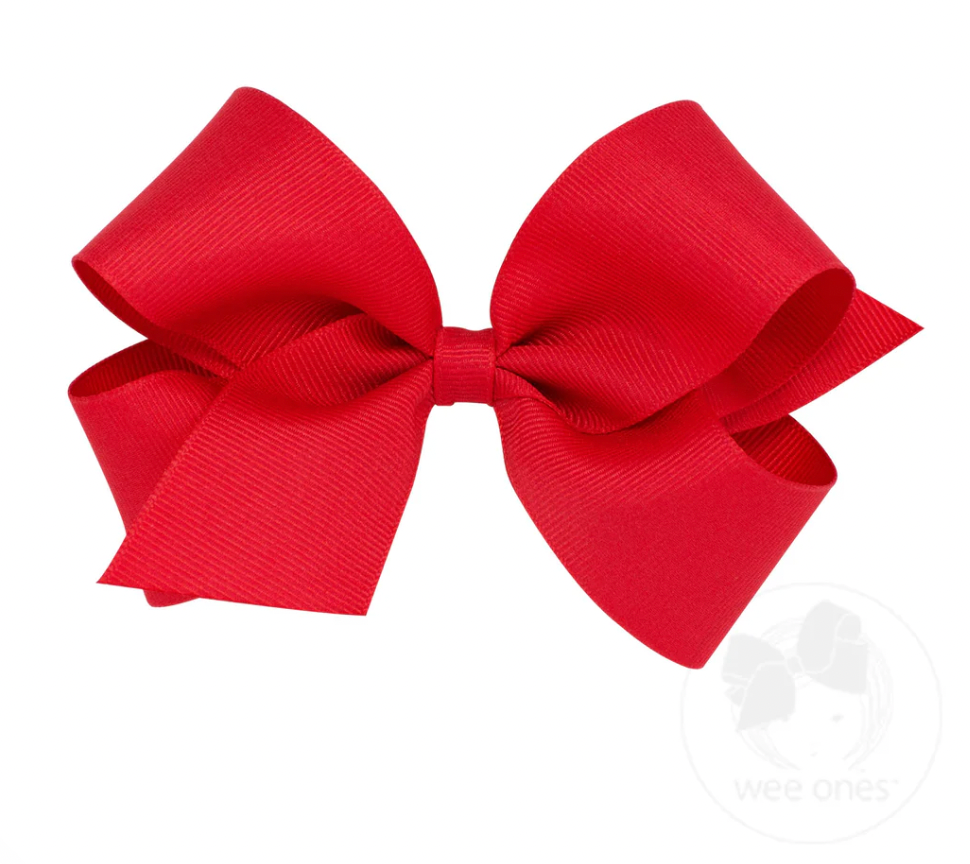 Medium Classic Grosgrain Hair Bow, Red