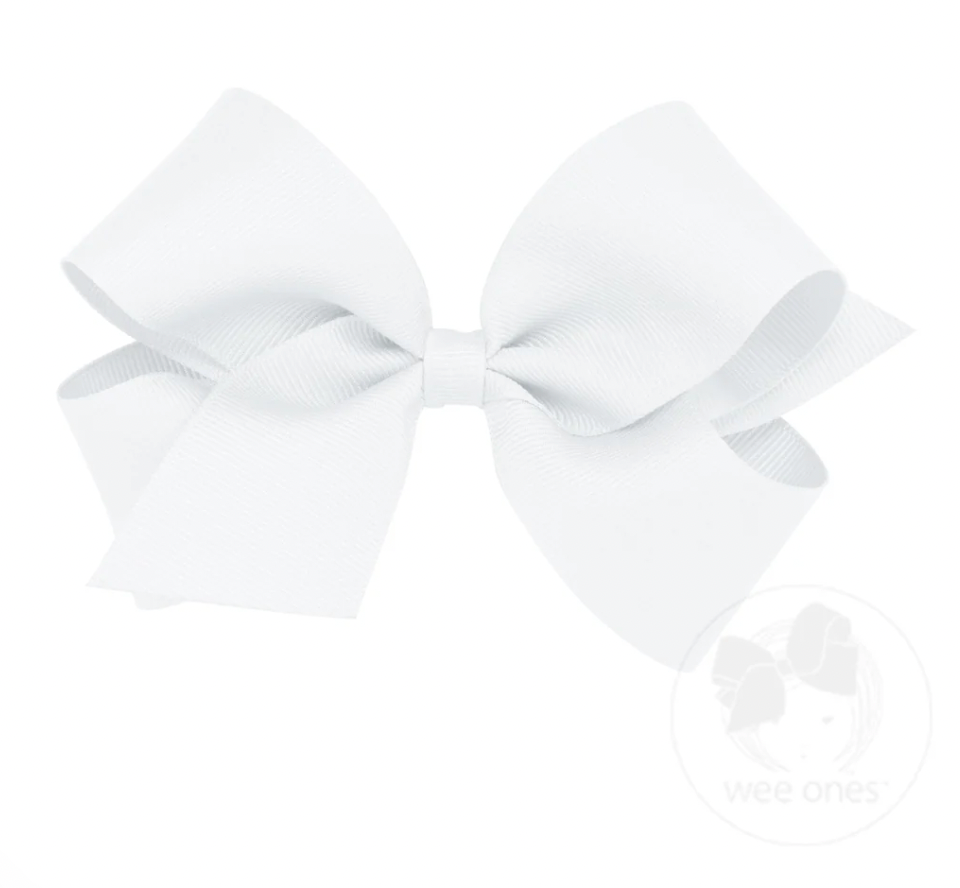 Medium Classic Grosgrain Hair Bow, White