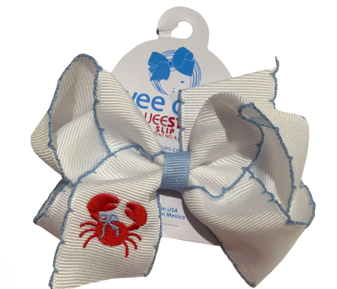 Medium Crab Embroidered Bow
