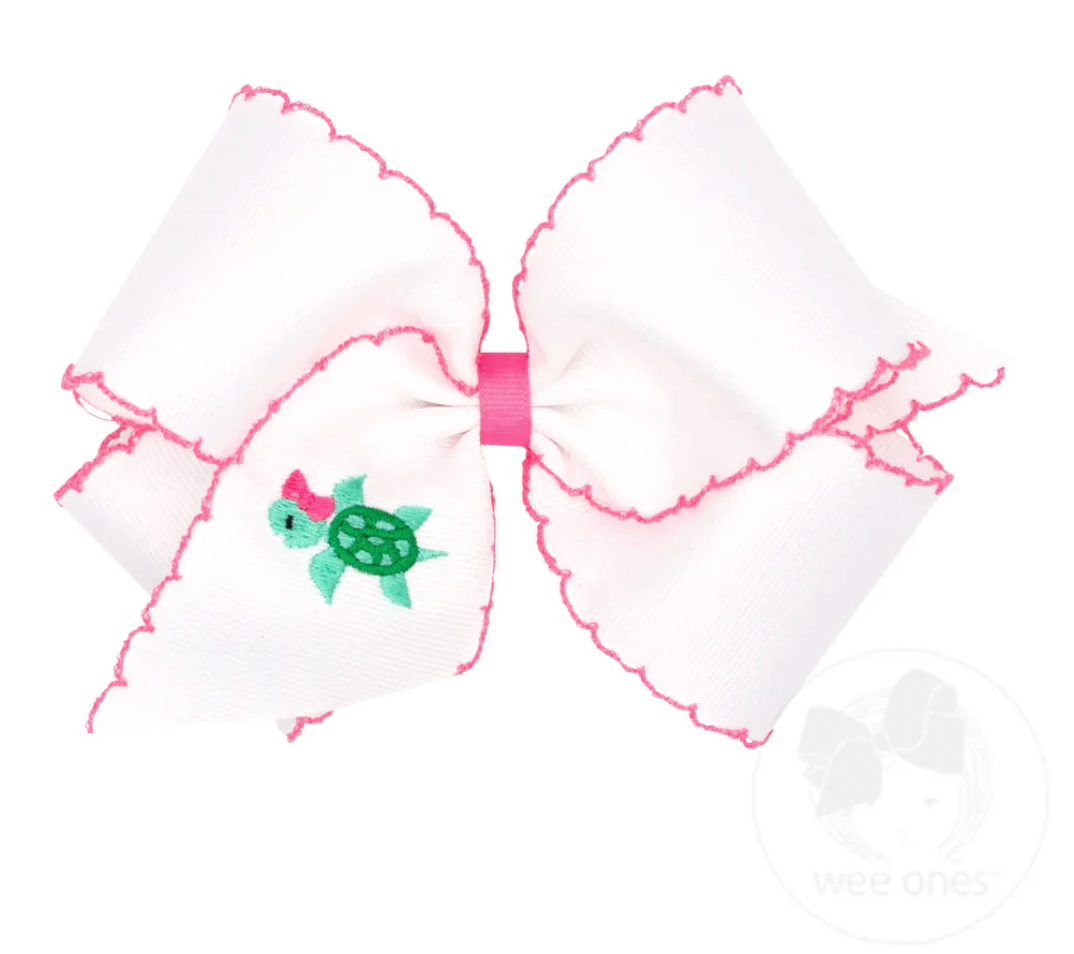 Medium Turtle Embroidered Bow