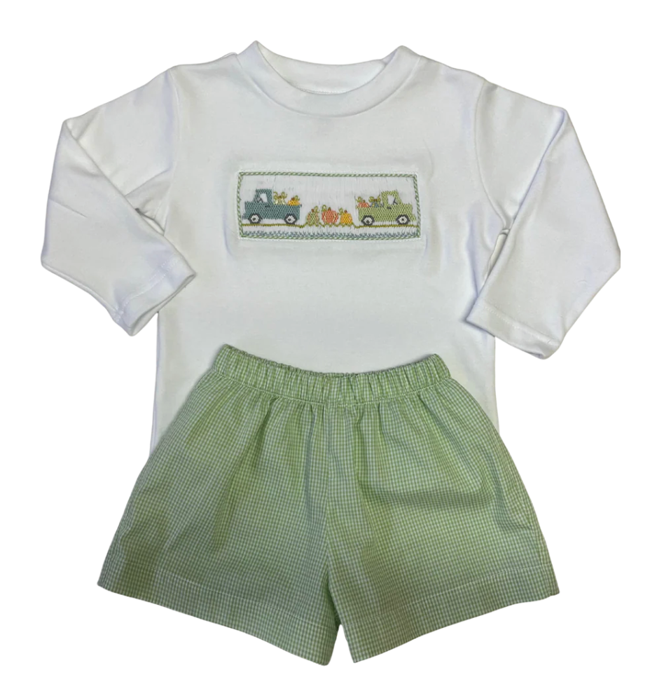 Tom Pumpkin Smocked Long Sleeve Short Set