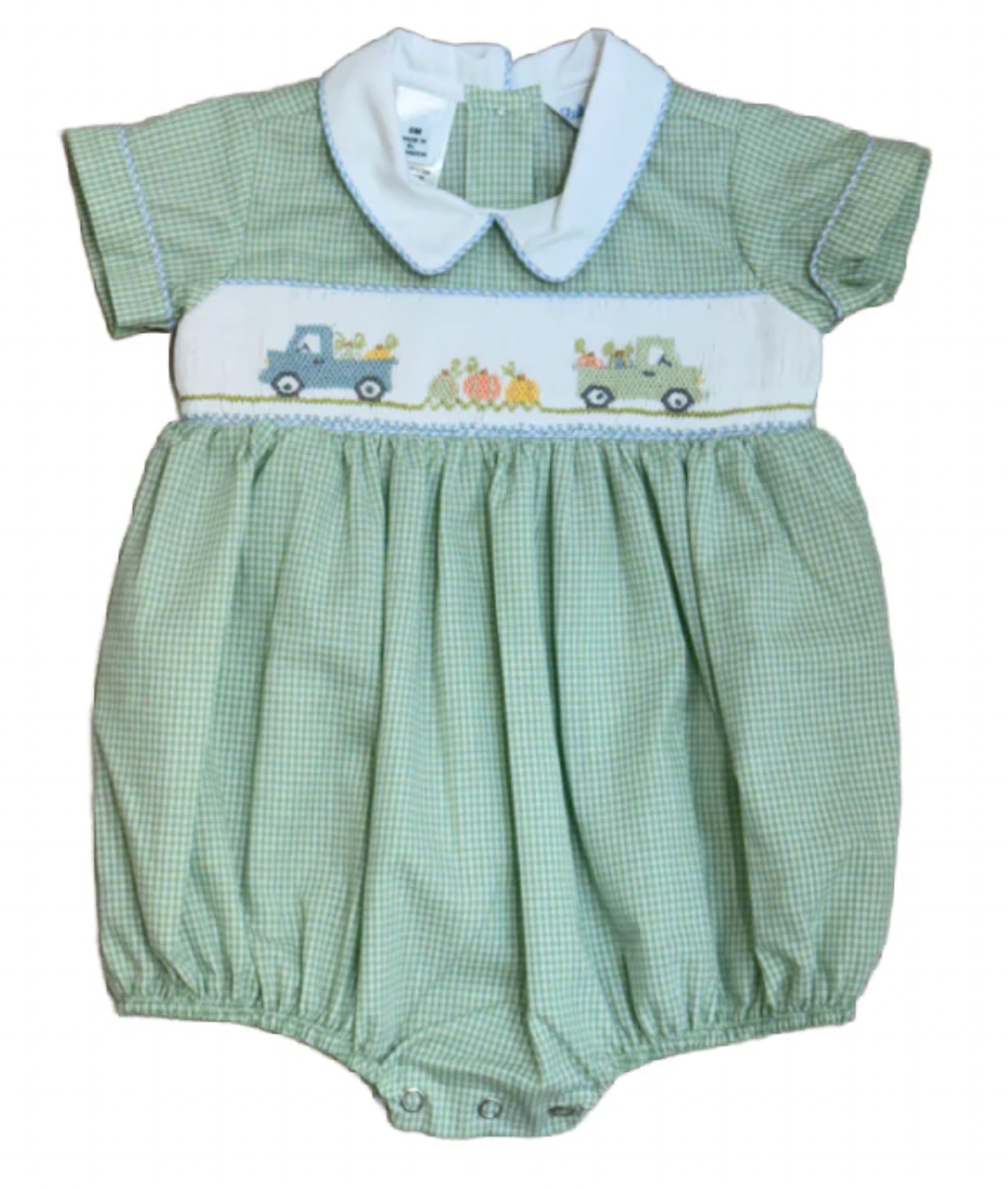 Noah Pumpkin Smocked Boy Bubble