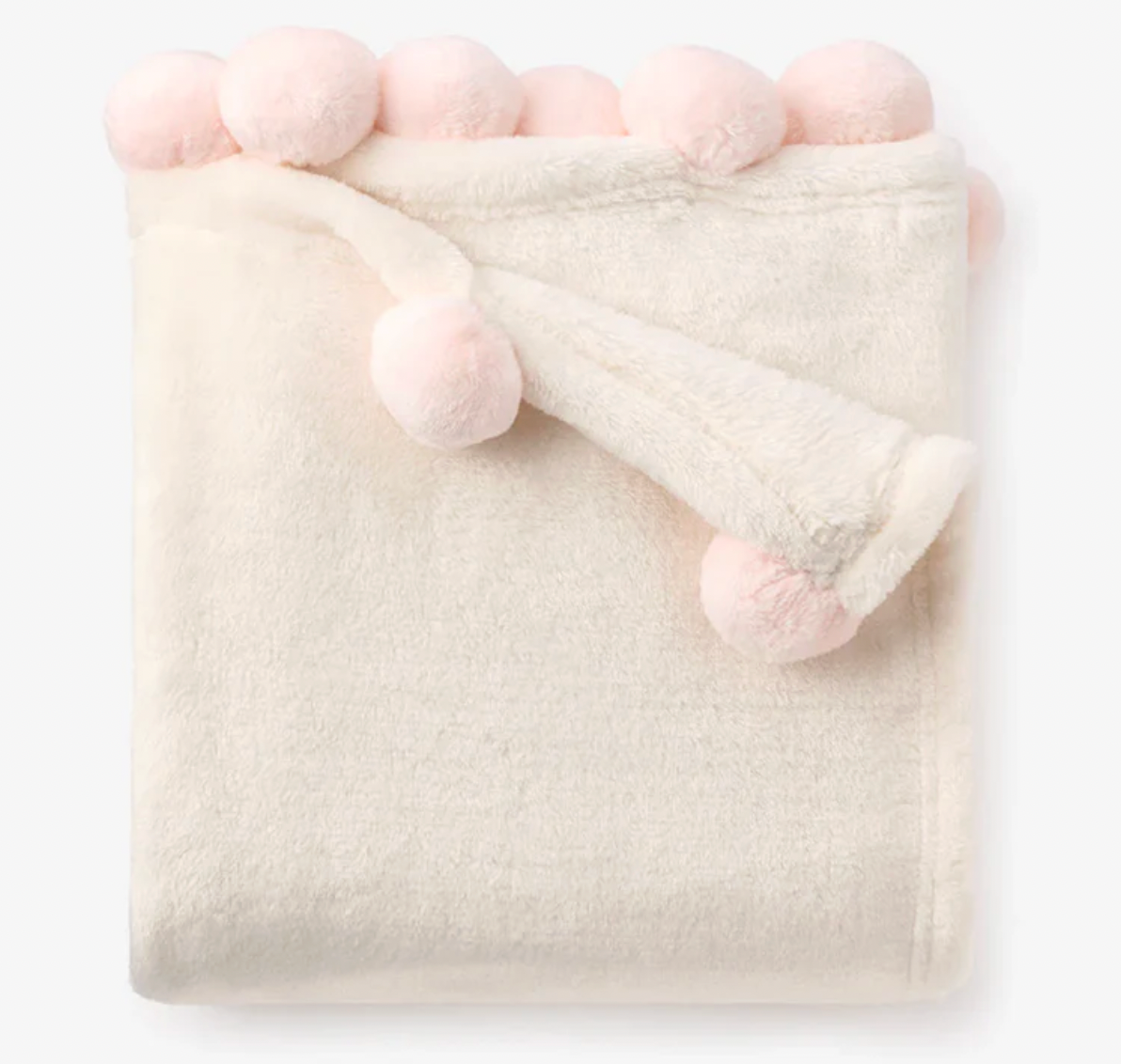 Flannel Fleece Pom Blanket Pink - Pink/Rose