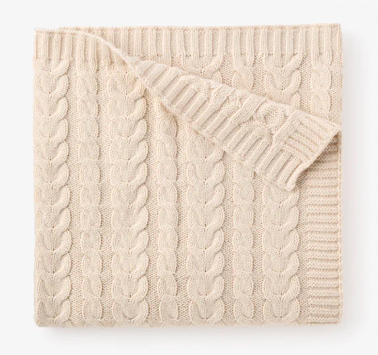 Rainy Day Horseshoe Cable Blanket - Wheat