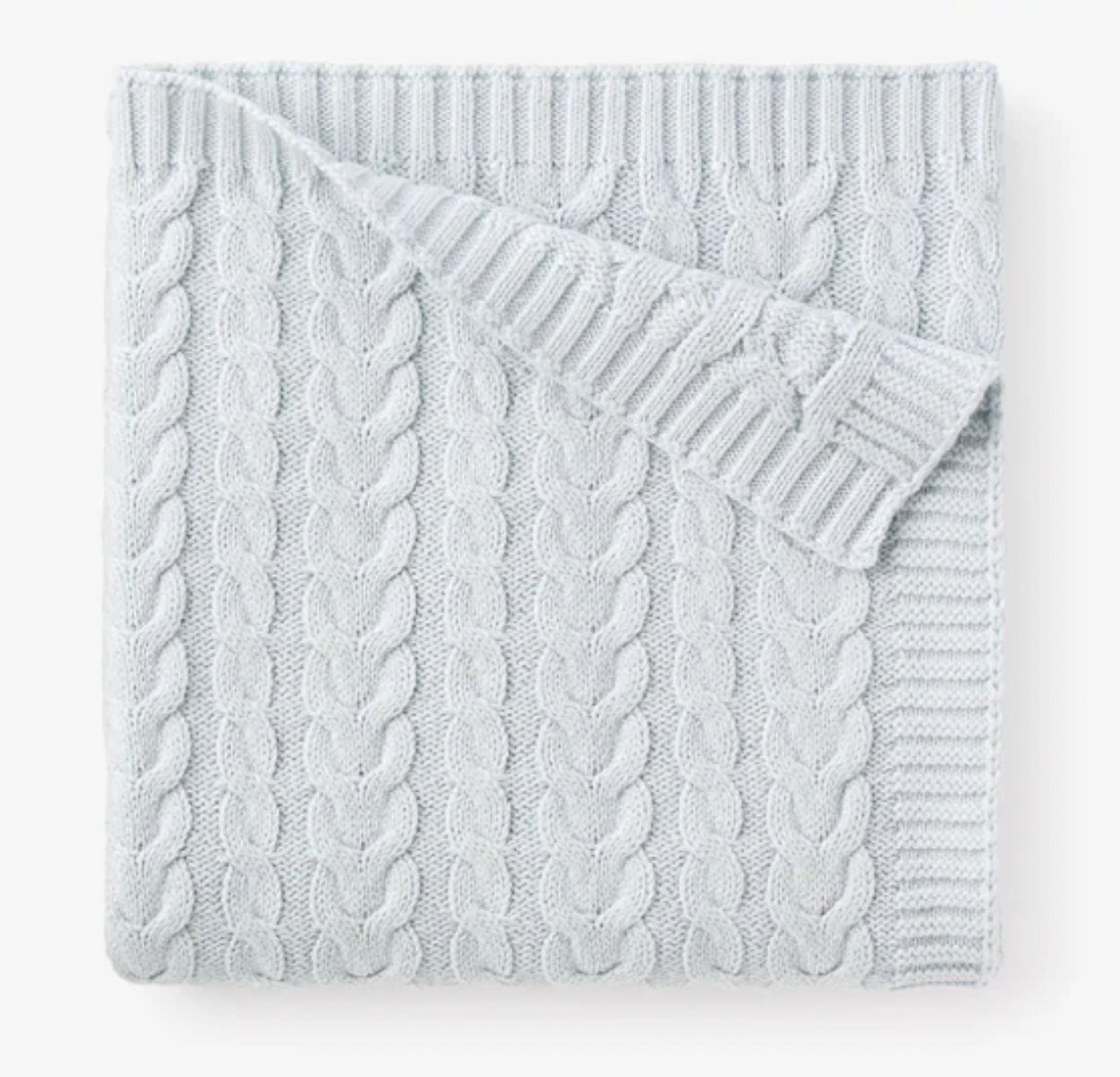 Pale Blue Horseshoe Cable Blanket - Blue