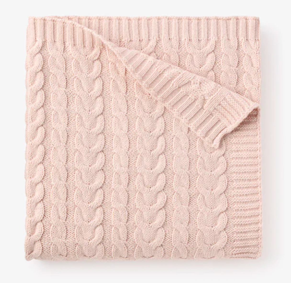 Blush Horseshoe Cable Blanket - Pink