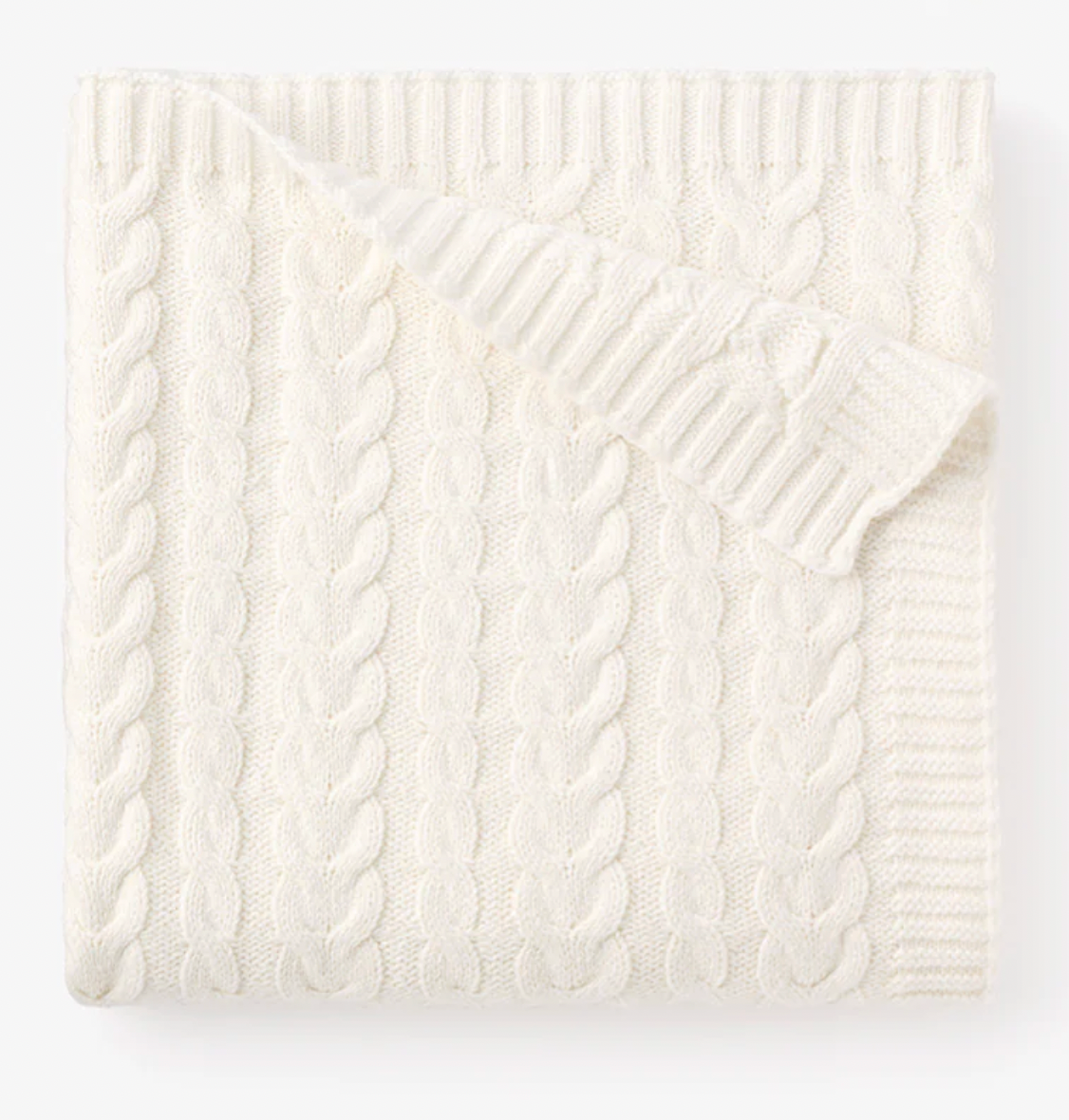 Whisper White Horseshoe Cable Blanket - White