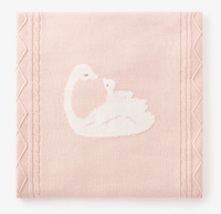 Swan Intarsia Cable Blanket - Pink