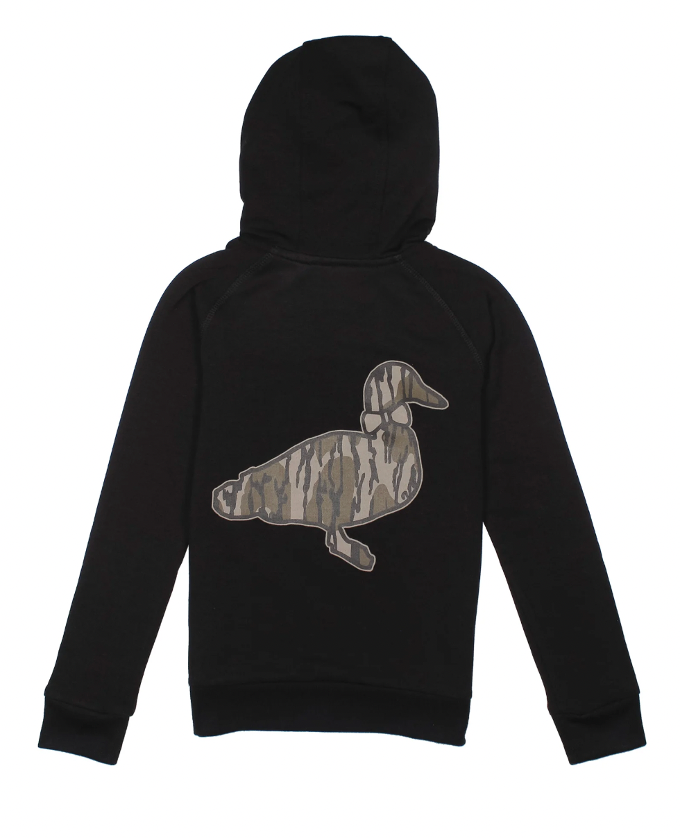 Boys Element Logo Hoodie Mossy Oak Original Bottomland Black