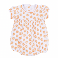Baby Pumpkin Print Ruffle Short Sleeve Bubble