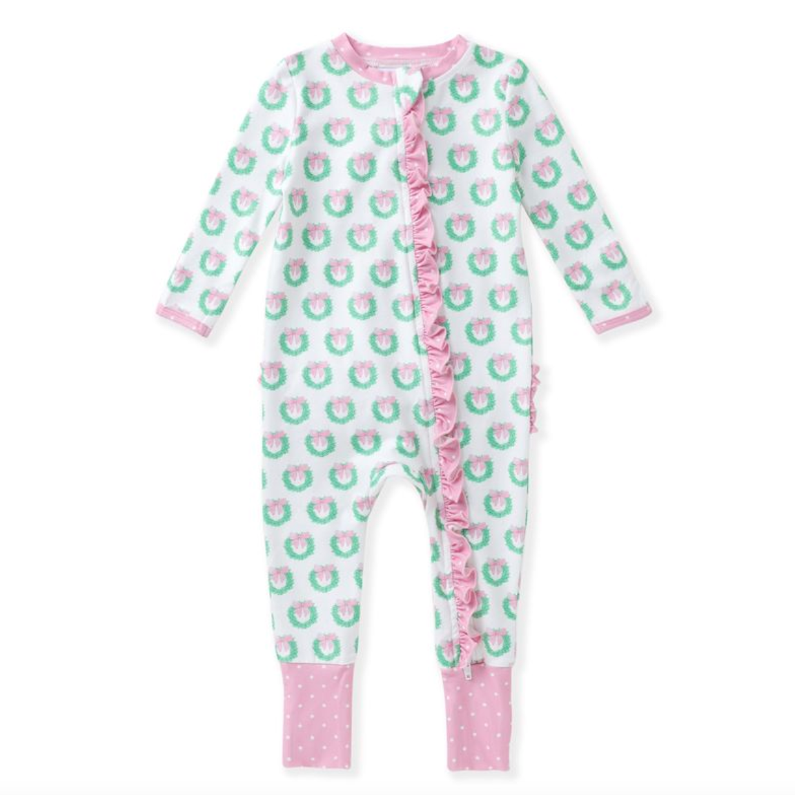 Layette Zipper Sleeper - Holiday Wreath