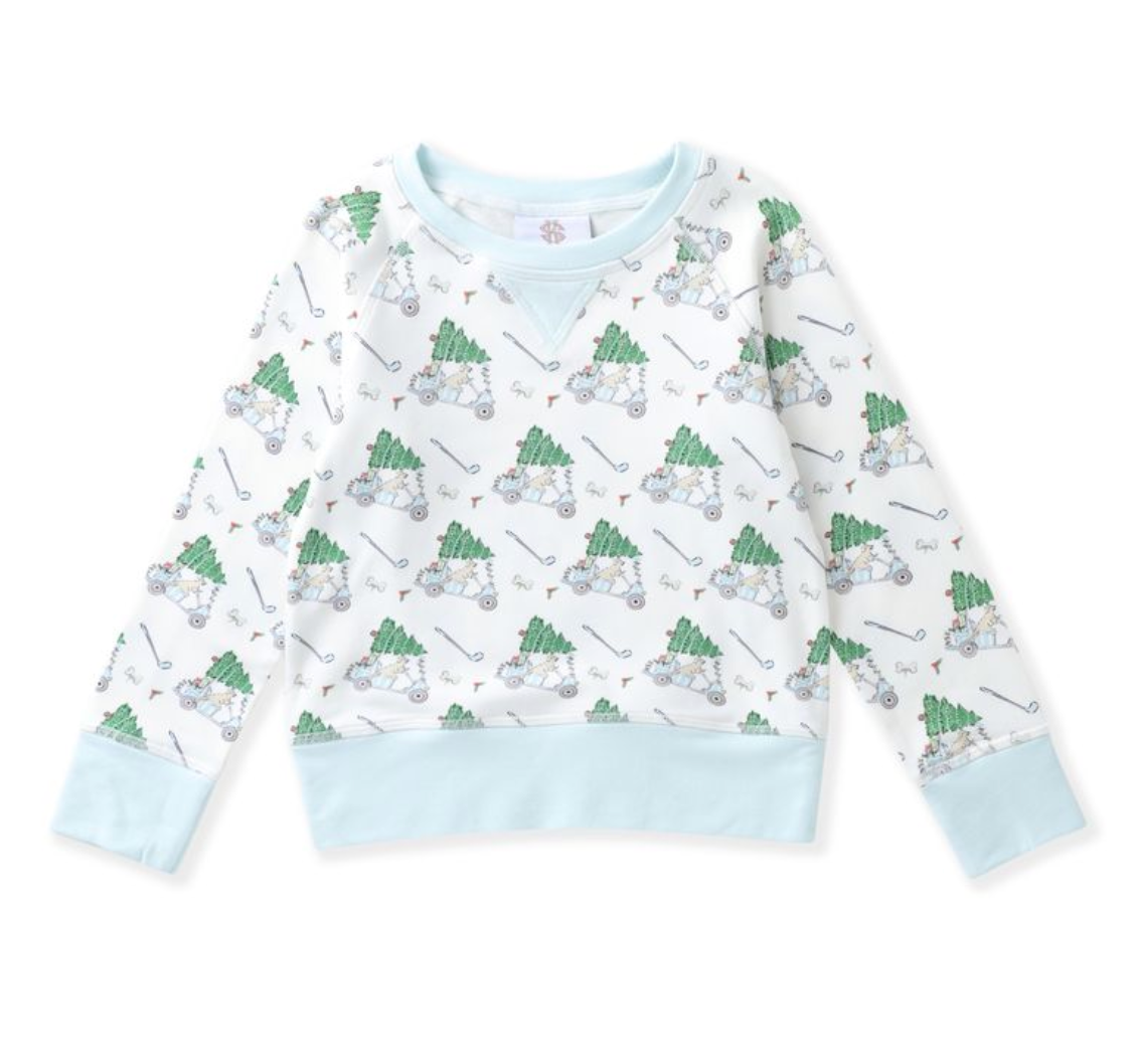 Blue Pullover - Golfcart/Christmas