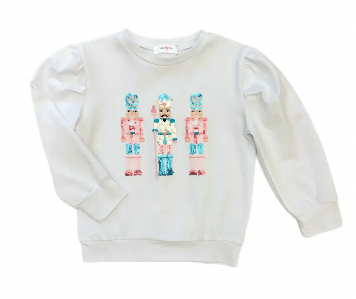 White LS Sequin Nutcracker Top