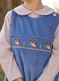Khaki Gingham Peter Pan Shirt
